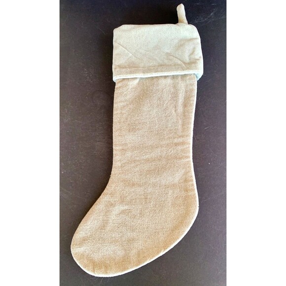 NEW Crate and Barrel Ivory Faux Mohair Velveteen Stocking 21” Snowflake Neutral - Picture 7 of 11